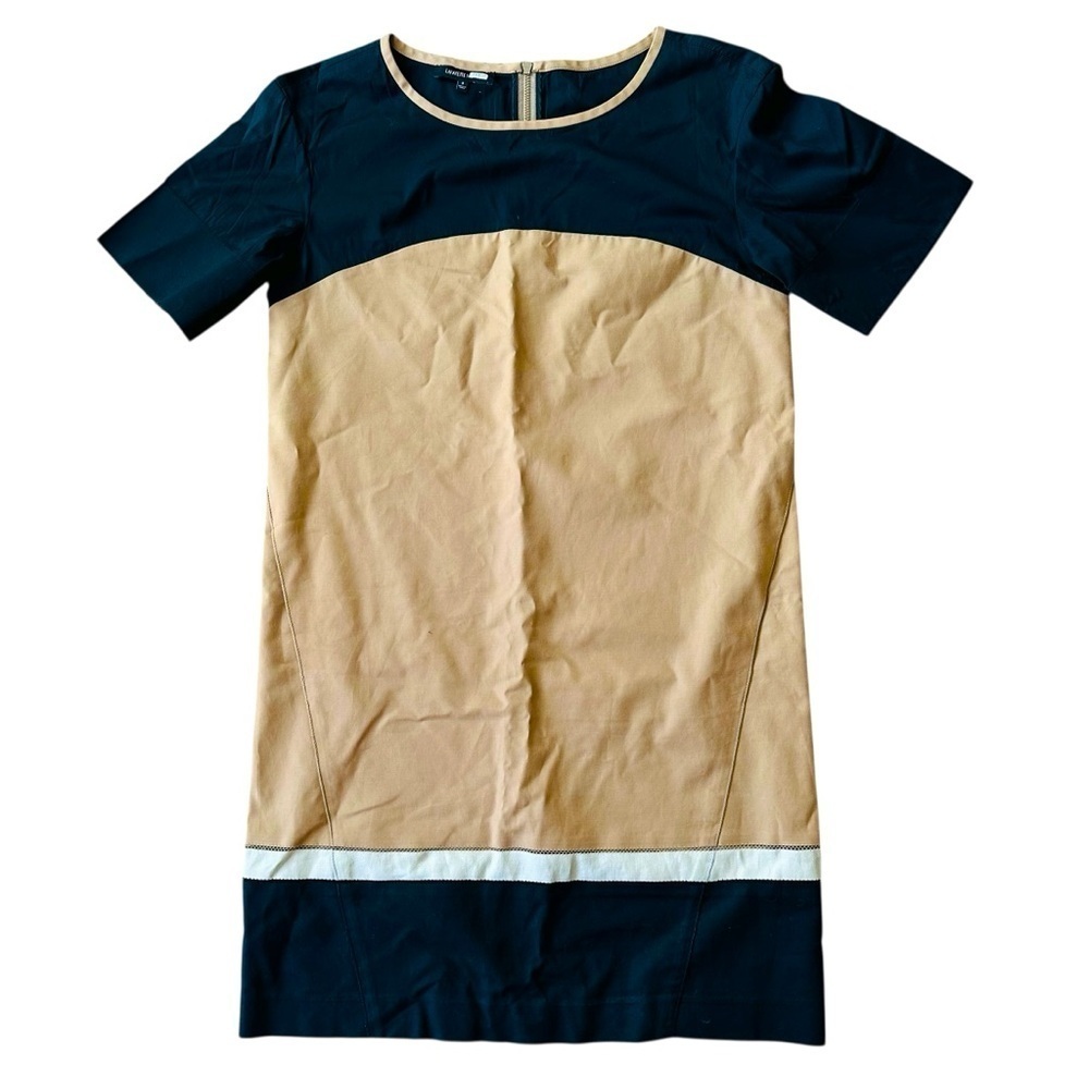 Lafayette 148 Farrah Color Block Shift Dress Size SMALL with pockets